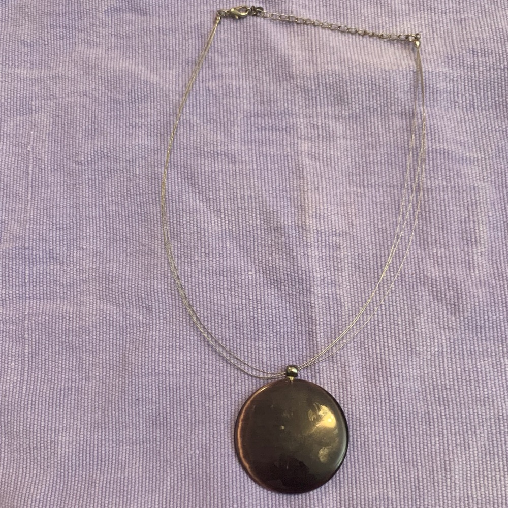 Vintage Purple Glass Pendant Necklace - Picture 3 of 4
